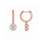 Allegra Round Halo Drop Huggie Hoop Lab-Grown Diamond Earrings in 14K Rose Gold, alternate product view