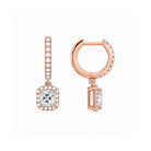 Bellamy Cushion Luxe Drop Huggie Hoop Lab-Grown Diamond Earrings in 14K Rose Gold, alternate product view