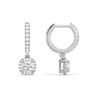 Bellamy Cushion Luxe Drop Huggie Hoop Diamond Earrings in Platinum second product view