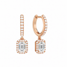Bellamy Emerald Luxe Drop Huggie Hoop Lab-Grown Diamond Earrings in 14K Rose Gold, front view