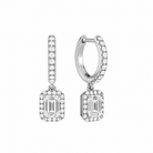 Bellamy Emerald Luxe Drop Huggie Hoop Lab-Grown Diamond Earrings in 18K White Gold, front view