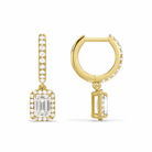 Bellamy Emerald Luxe Drop Huggie Hoop Diamond Earrings in 18K Yellow Gold second product view