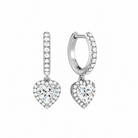 Bellamy Heart Luxe Drop Huggie Hoop Lab-Grown Diamond Earrings in 14K White Gold, front view