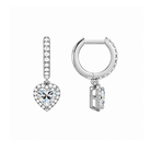Bellamy Heart Luxe Drop Huggie Hoop Lab-Grown Diamond Earrings in 14K White Gold, alternate product view