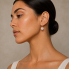 Bellamy Heart Luxe Drop Huggie Hoop Lab-Grown Diamond Earrings in 14K Rose Gold, worn on ear