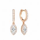 Bellamy Marquise Luxe Drop Huggie Hoop Lab-Grown Diamond Earrings in 14K Rose Gold, front view