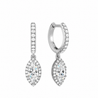 Bellamy Marquise Luxe Drop Huggie Hoop Lab-Grown Diamond Earrings in 18K White Gold, front view