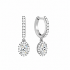 Bellamy Oval Luxe Drop Huggie Hoop Lab-Grown Diamond Earrings in Platinum, front view