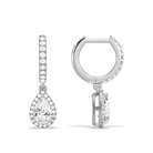 Bellamy Pear Luxe Drop Huggie Hoop Diamond Earrings in 14K White Gold second product view