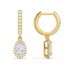 Bellamy Pear Luxe Drop Huggie Hoop Diamond Earrings in 14K Yellow Gold second product view