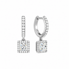 Bellamy Princess Luxe Drop Huggie Hoop Lab-Grown Diamond Earrings in 18K White Gold, front view