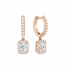 Bellamy Radiant Luxe Drop Huggie Hoop Lab-Grown Diamond Earrings in 14K Rose Gold, front view