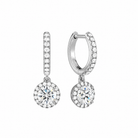 Bellamy Round Luxe Drop Huggie Hoop Lab-Grown Diamond Earrings in Platinum, front view