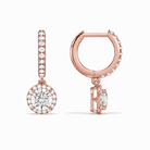 Bellamy Round Luxe Drop Huggie Hoop Diamond Earrings in 14K Rose Gold second product view