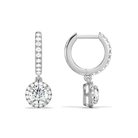 Bellamy Round Luxe Drop Huggie Hoop Diamond Earrings in 18K White Gold second product view