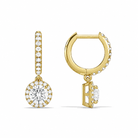Bellamy Round Luxe Drop Huggie Hoop Diamond Earrings in 14K Yellow Gold second product view