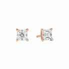 Eira Asscher Solitaire 4-Prong Lab-Grown Diamond Stud Earrings in 14K Rose Gold, front view