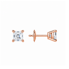 Eira Asscher Solitaire 4-Prong Lab-Grown Diamond Stud Earrings in 14K Rose Gold, alternate product view