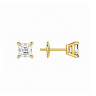 Eira Asscher Solitaire 4-Prong Lab-Grown Diamond Stud Earrings in 14K Yellow Gold, alternate product view