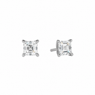 Eira Asscher Solitaire 4-Prong Lab-Grown Diamond Stud Earrings in Platinum, front view
