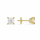 Eira Asscher Solitaire 4-Prong Diamond Stud Earrings in 18K Yellow Gold second product view