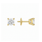 Eira Cushion Solitaire 4-Prong Lab-Grown Diamond Stud Earrings in 14K Yellow Gold, alternate product view