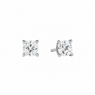 Eira Cushion Solitaire 4-Prong Lab-Grown Diamond Stud Earrings in 18K White Gold, front view