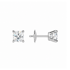 Eira Cushion Solitaire 4-Prong Lab-Grown Diamond Stud Earrings in 18K White Gold, alternate product view