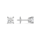 Eira Cushion Solitaire 4-Prong Diamond Stud Earrings in 14K White Gold second product view