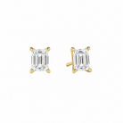Eira Emerald Solitaire 4-Prong Lab-Grown Diamond Stud Earrings in 14K Yellow Gold, front view