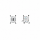 Eira Emerald Solitaire 4-Prong Lab-Grown Diamond Stud Earrings in Platinum, front view