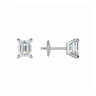 Eira Emerald Solitaire 4-Prong Lab-Grown Diamond Stud Earrings in Platinum, alternate product view