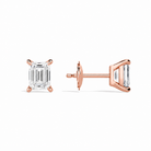 Eira Emerald Solitaire 4-Prong Diamond Stud Earrings in 14K Rose Gold second product view