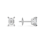 Eira Emerald Solitaire 4-Prong Diamond Stud Earrings in 18K White Gold second product view