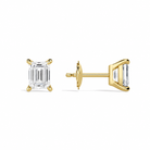 Eira Emerald Solitaire 4-Prong Diamond Stud Earrings in 14K Yellow Gold second product view
