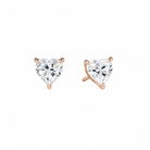 Eira Heart Solitaire 4-Prong Lab-Grown Diamond Stud Earrings in 14K Rose Gold, front view