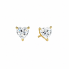 Eira Heart Solitaire 4-Prong Lab-Grown Diamond Stud Earrings in 14K Yellow Gold, front view