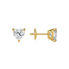 Eira Heart Solitaire 4-Prong Lab-Grown Diamond Stud Earrings in 18K Yellow Gold, alternate product view