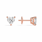 Eira Heart Solitaire 4-Prong Diamond Stud Earrings in 14K Rose Gold second product view