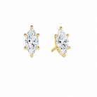 Eira Marquise Solitaire 4-Prong Lab-Grown Diamond Stud Earrings in 14K Yellow Gold, front view