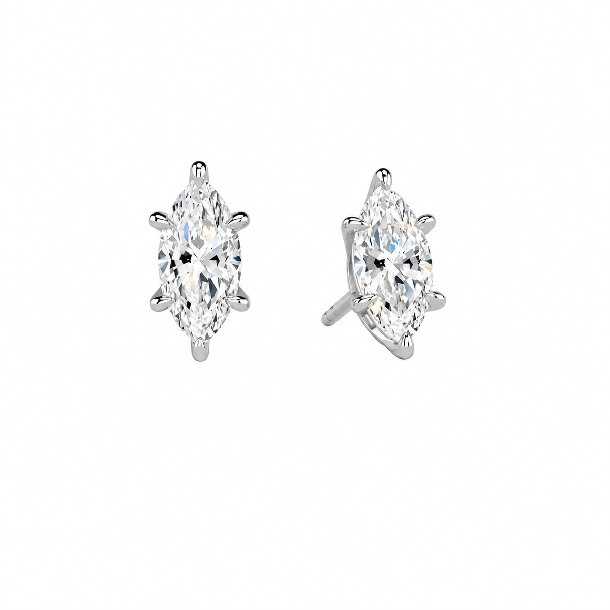 Eira Marquise Solitaire 4-Prong Lab-Grown Diamond Stud Earrings in Platinum, front view