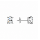Eira Oval Solitaire 4-Prong Lab-Grown Diamond Stud Earrings in 14K White Gold, alternate product view