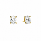 Eira Oval Solitaire 4-Prong Lab-Grown Diamond Stud Earrings in 14K Yellow Gold, front view