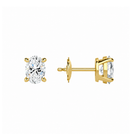 Eira Oval Solitaire 4-Prong Lab-Grown Diamond Stud Earrings in 18K Yellow Gold, alternate product view