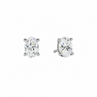 Eira Oval Solitaire 4-Prong Lab-Grown Diamond Stud Earrings in Platinum, front view