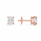 Eira Oval Solitaire 4-Prong Diamond Stud Earrings in 14K Rose Gold second product view