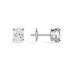 Eira Oval Solitaire 4-Prong Diamond Stud Earrings in 18K White Gold second product view
