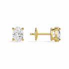 Eira Oval Solitaire 4-Prong Diamond Stud Earrings in 14K Yellow Gold second product view