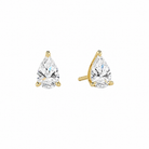 Eira Pear Solitaire 4-Prong Lab-Grown Diamond Stud Earrings in 18K Yellow Gold, front view