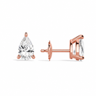 Eira Pear Solitaire 4-Prong Diamond Stud Earrings in 14K Rose Gold second product view
